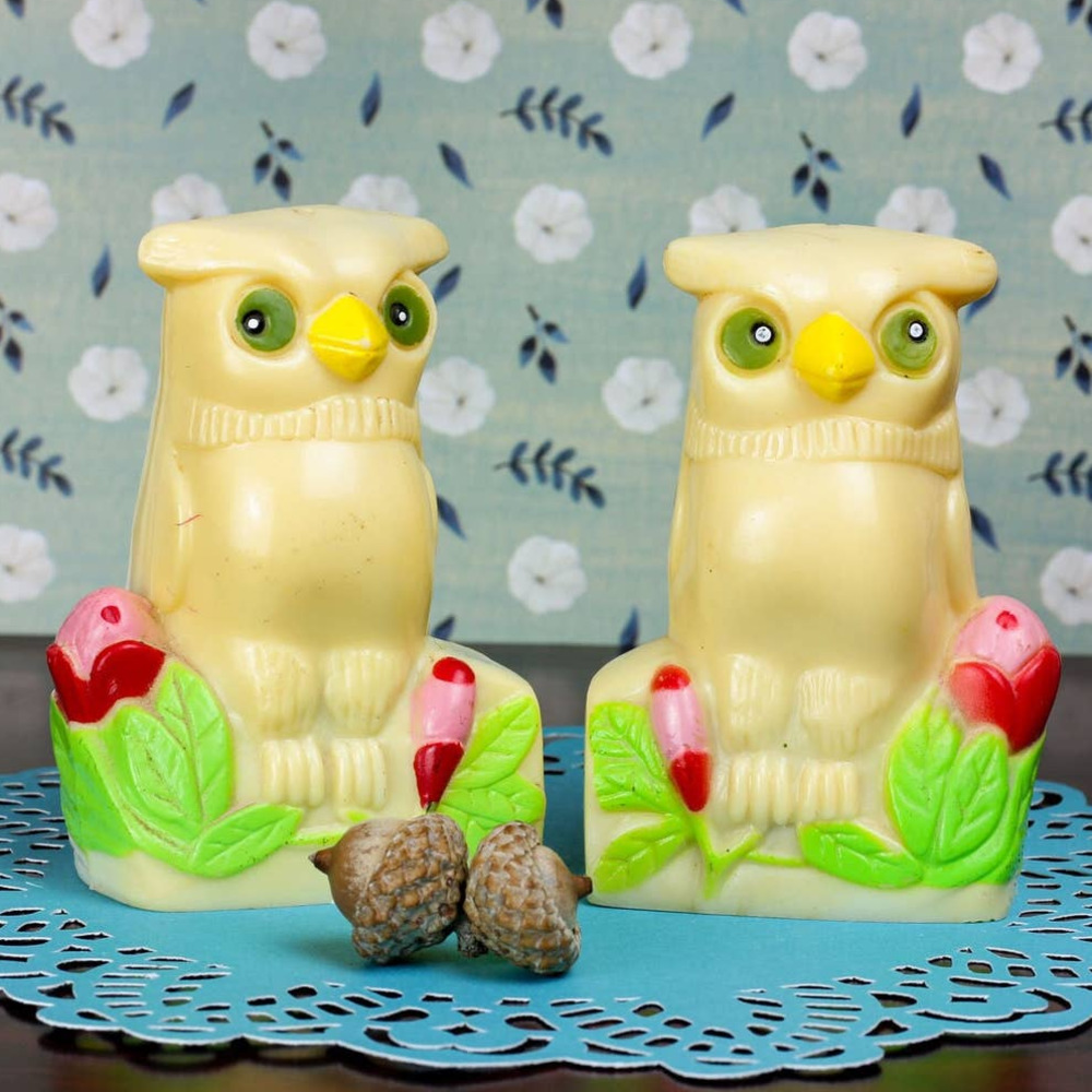 Vintage Anthropomorphic Owl salt and pepper shakers set of 2 Kitschy kitchen